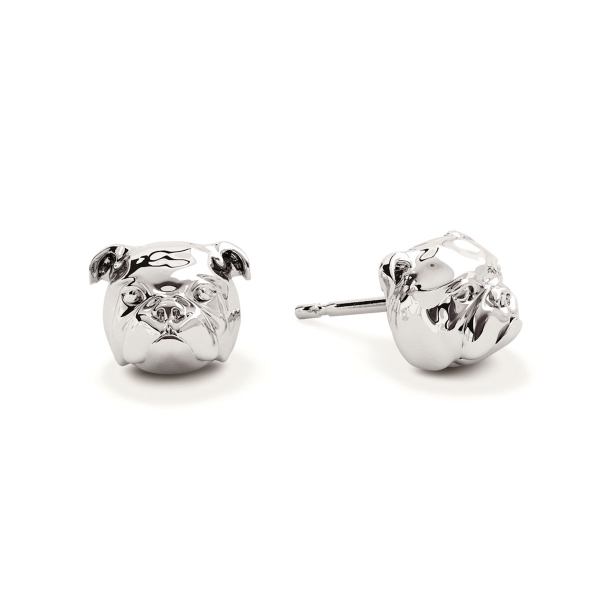 A pair of English Bulldog Silver Stud Earrings